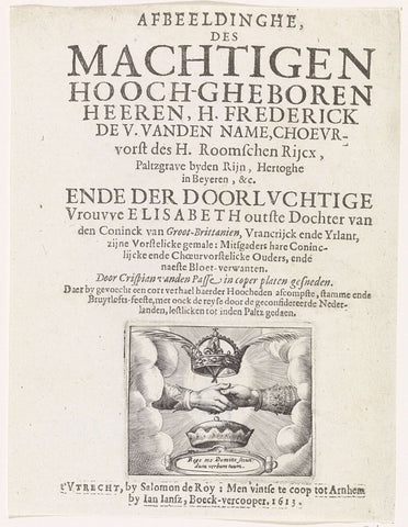 Hands between two crowns, Crispijn van de Passe (I), 1613 Canvas Print