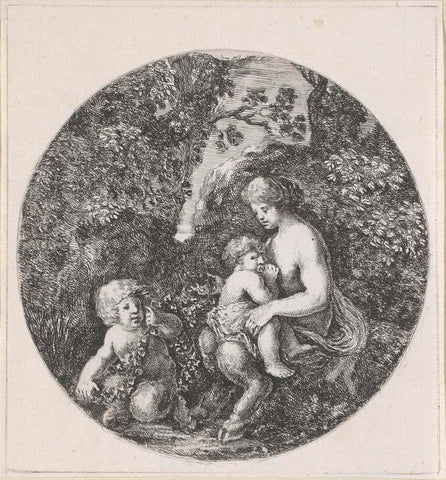 Female with two children, Stefano della Bella, 1656 Canvas Print