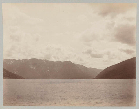 Mountain landscape as seen from the water, Paul Güssfeldt (attributed to), 1889 Canvas Print