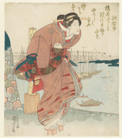 Woman at a port, Utagawa Kuniyoshi, 1830 - 1835 Canvas Print