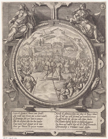 The keys of the citadel are handed over to Liedekercke, 1577, Wierix, 1578 Canvas Print