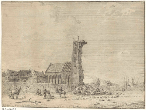 Collapsed tower at Egmond aan Zee, 1741, Adriaan Spinder, 1741 - 1791 Canvas Print