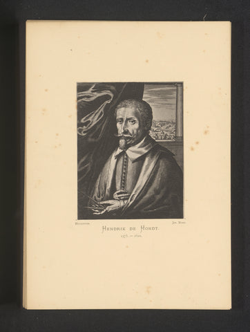 Reproduction of an engraving of a portrait of Hendrick Hondius (I) by Frederik Bouttats (the Elder), Joseph Maes, c. 1872 - in or before 1877 Canvas Print