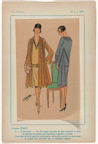 Très Parisien, 1926, No.  1, Pl. 5: Creations JENNY - L'ENVOLÉE, G-P. Joumard, 1926 Canvas Print