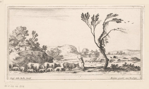 Landscape with shepherd and cattle, François Collignon, 1620 - 1687 Canvas Print