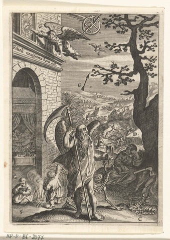 Emblem with Father Time as a symbol for the passing of time, Boetius Adamsz. Bolswert, 1649 Canvas Print