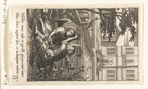 Angel and child crown each other with garland in garden, Boëtius Adamsz. Bolswert, 1624 Canvas Print