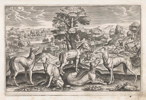 Hunting dogs, Adriaen Collaert, 1595 - 1652 Canvas Print