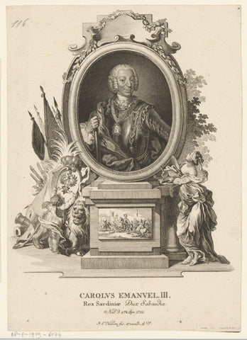 Portrait of Charles Emmanuel III, King of Sardinia, Johann Esaias Nilson, 1731- 1788 Canvas Print