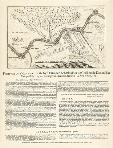 Map of the battle of Dettingen, 1743, anonymous, 1743 Canvas Print