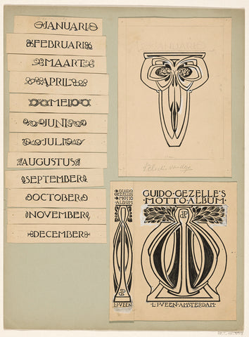 Band design and illustrations for: Guido Gezelle, Motto-album, 1904-1919, Jules De Praetere, c. 1904 - c. 1919 Canvas Print