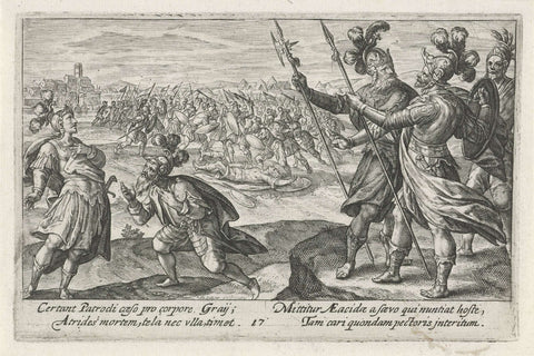 Battle for the body of Patroclus, Crispijn van de Passe (I), 1613 Canvas Print