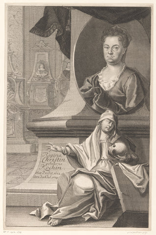 Portrait of Regina Christ, Martin Bernigeroth, 1714 - 1733 Canvas Print