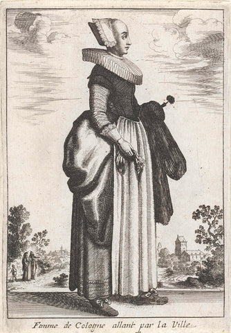 Woman from Cologne going through the City, Wenceslaus Hollar, 1662 Canvas Print