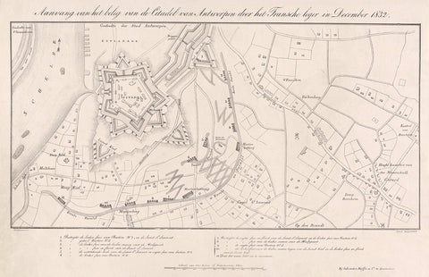 Beginning of the siege of the Citadel of Antwerp by the French army in December 1832, anonymous, 1832 - 1833 Canvas Print