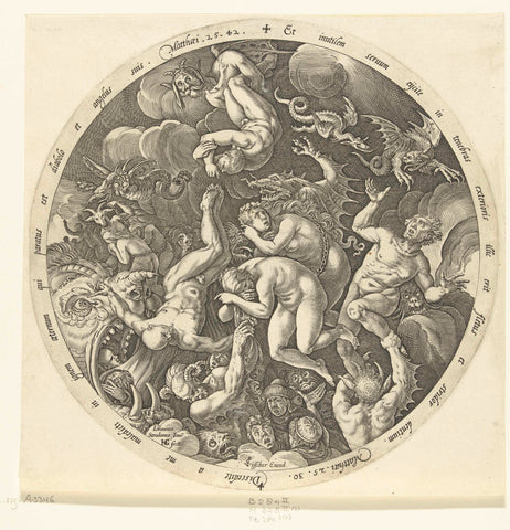 The cursed enter hell, Hendrick Goltzius, 1596 - 1652 Canvas Print