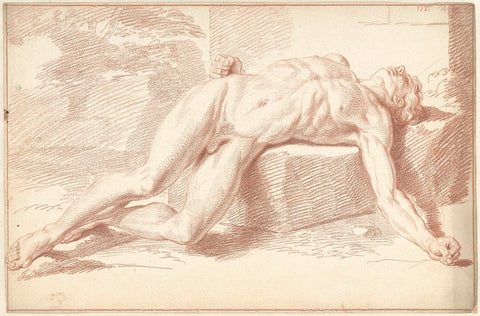 Male nude, lying on the back, Louis Fabritius Dubourg, 1725 Canvas Print