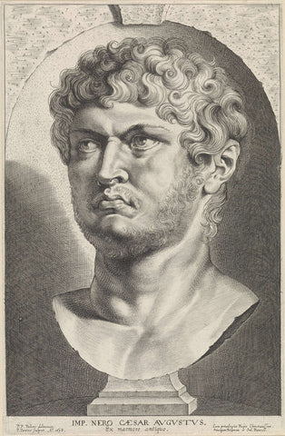 Antique bust of emperor Nero, Paulus Pontius, 1638 Canvas Print