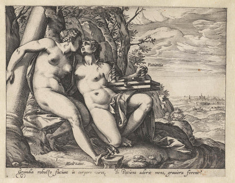 Strength and Patience (Fortitudo / Patientia), Hendrick Goltzius, 1580 - 1584 Canvas Print