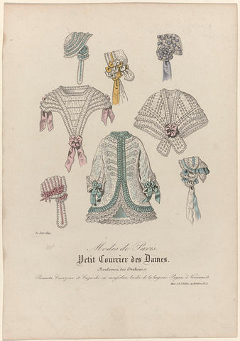 Petit Courrier des Dames, 30 June 1849 : Bonnets, Canezous (...), anonymous, 1849 Canvas Print