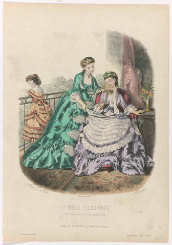 La Mode Illustrée, 1869, No. 28: Toilettes de Mme Fladry (...), J. Bonnard, 1869 Canvas Print