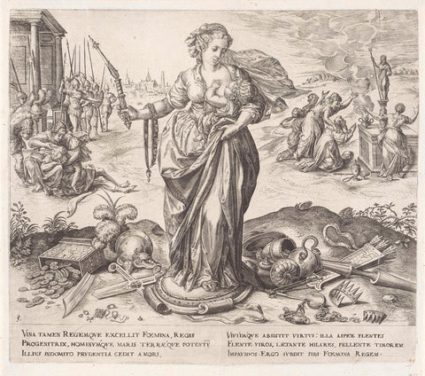 Power of the woman, Johannes Wierix, 1559 - before 1579 Canvas Print