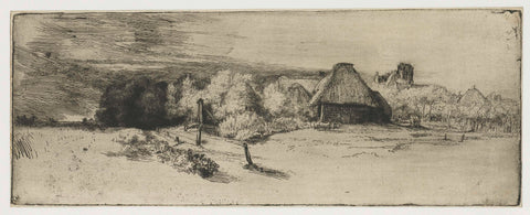 Landscape with a Farm Building and the House with the Tower, Rembrandt van Rijn, c. 1650 Canvas Print