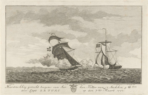 Battle against a strong cutter, 1782, Hendrik Roosing, 1782 - 1784 Canvas Print