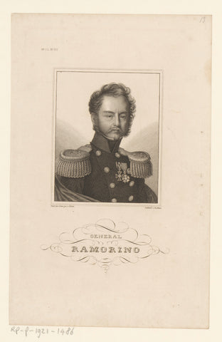 Portrait of Girolamo Ramorino, Johann Georg Nordheim, 1840 - 1855 Canvas Print