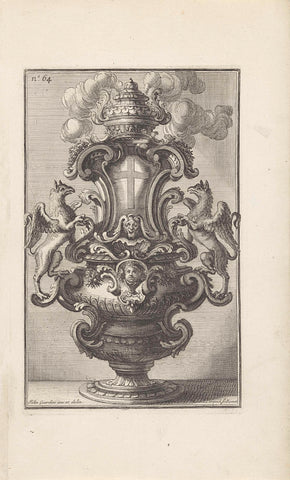 Incense burner with two griffins, Maximilian Joseph Limpach, 1714 Canvas Print