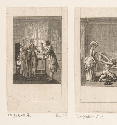 Wilhelm Esch en Julie vragen Storr hen te huwen, Daniel Nikolaus Chodowiecki, 1784 Canvas Print