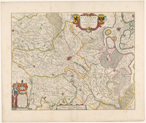 Map of Eigenlijk en Rijks-Vlaanderen, anonymous, 1647 - 1664 Canvas Print