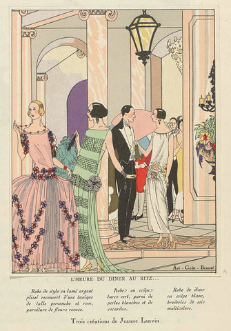 Art - Goût - Beauté, Feuillets de l' élégance féminine, Janvier 1924, No. 41, 4e Année, p. 7: Trois Créations de Jeanne Lanvin, anonymous, 1924 Canvas Print