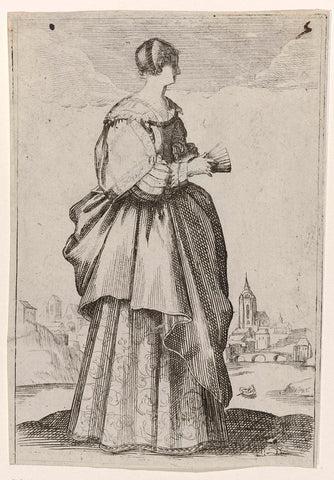 Lady with fan, to the right, anonymous, after 1629 - c. 1699 Canvas Print