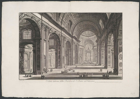 Interior of St. Peter's Basilica in Vatican City, Giovanni Battista Piranesi, 1748 - 1778 Canvas Print