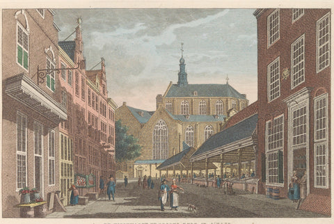 Fish Market and Grote Kerk in The Hague, ca. 1790, Carel Frederik Bendorp (I), 1824 - 1825 Canvas Print