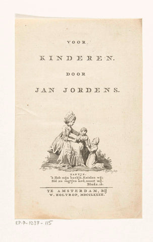 Title page for: Jan Jordens, For children. Amsterdam, 1782, Cornelis Bogerts, 1782 Canvas Print