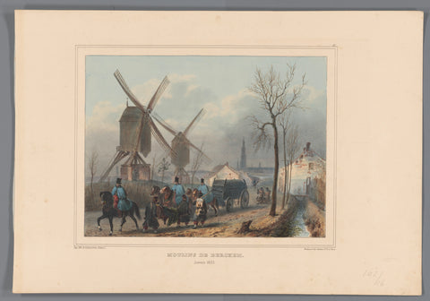 Mills of Berchem, 1832, Denis Auguste Marie Raffet, 1833 Canvas Print