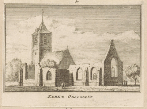 View of the ruins of the church in Oegstgeest, Abraham Rademaker, 1725 - 1803 Canvas Print