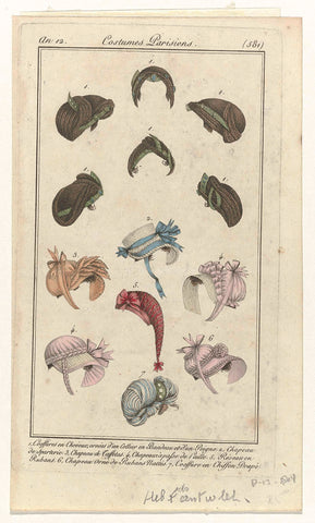 Journal des Dames et des Modes, Costume Parisien, 7 September 1804, Year 12, (581): 1, Coeffures en Cheveux (...), anonymous, 1804 Canvas Print