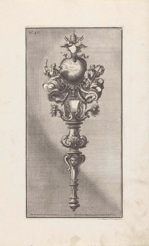 Scepter with the personifications of Hope and Faith and papal coat of arms, Maximilian Joseph Limpach, 1714 Canvas Print