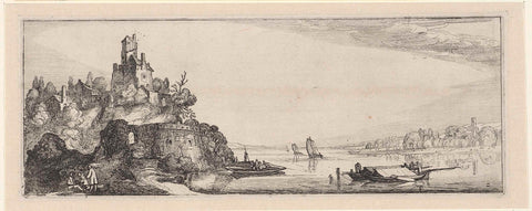 River landscape with castle, Jan van de Velde (II), 1615 Canvas Print