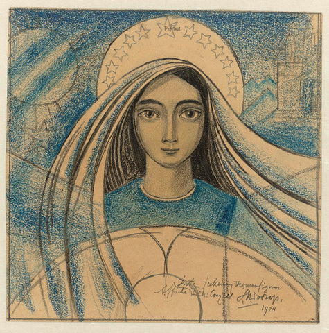 Detailed design of a woman's head for a poster for the International Eucharistic Congress held in Amsterdam from 22-27 July 1924, Jan Toorop, 1924 Canvas Print