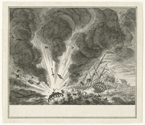 Detonation of the warship Alphen in the port of Curaçao, 1778, Simon Fokke, 1778 - 1779 Canvas Print