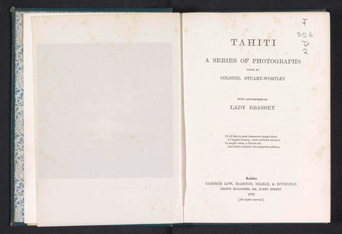 Tahiti. A Series of Photographs taken by Colonel Stuart-Wortley, Henry Stuart-Wortley, 1882 Canvas Print