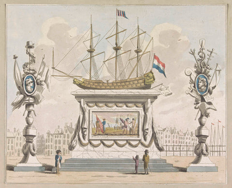 Commerce and Shipping, decoration on the Nieuwmarkt, 1795, A. Verkerk, 1795 Canvas Print