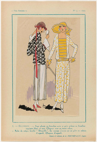 Très Parisien, 1923, No. 5: 1. - EXCURSION. - 1. Pleated skirt..., anonymous, 1923 Canvas Print