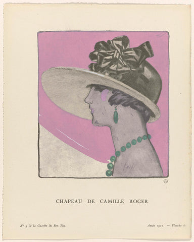 Gazette du Bon Ton, 1921 - No. 9 : Chapeau de Camille Roger, Llano Florez, 1921 Canvas Print