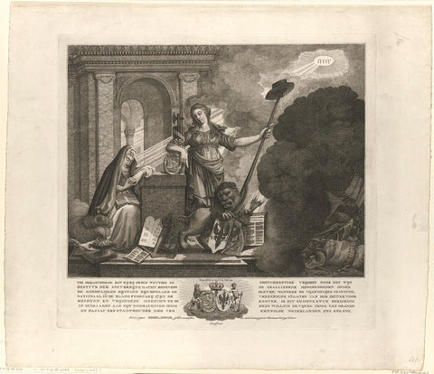 Verklaring van de prent met de allegorie op het behoud van de vrijheid tegenover de Franse vijand, 1793, Nicolaas Cornel (possibly), 1794 Canvas Print