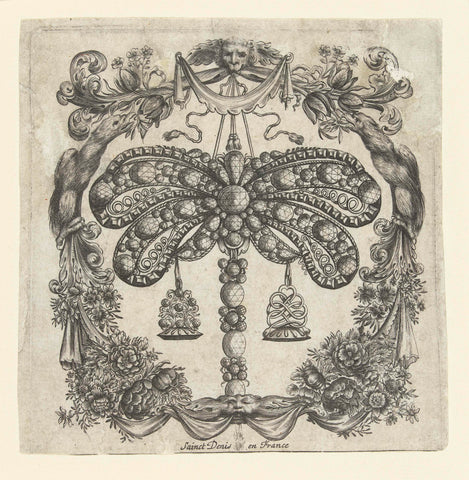 Cartouche with jewel, Balthazar Moncornet, 1665 Canvas Print